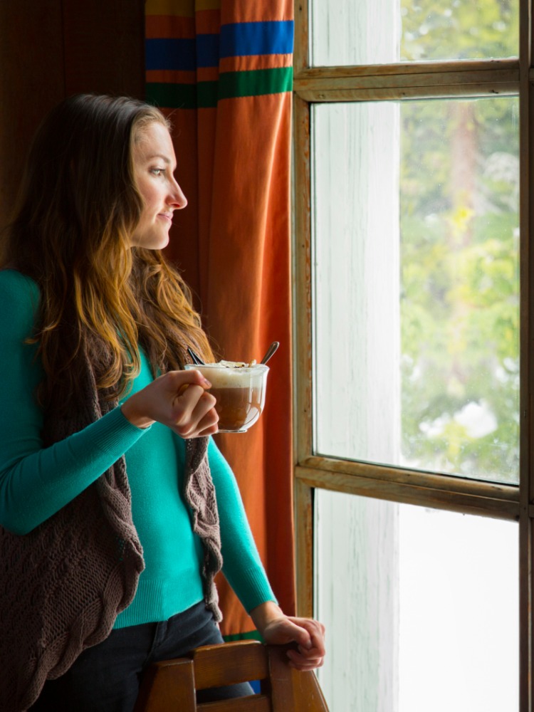 Girls Cozy Inside Timberline Lodge 