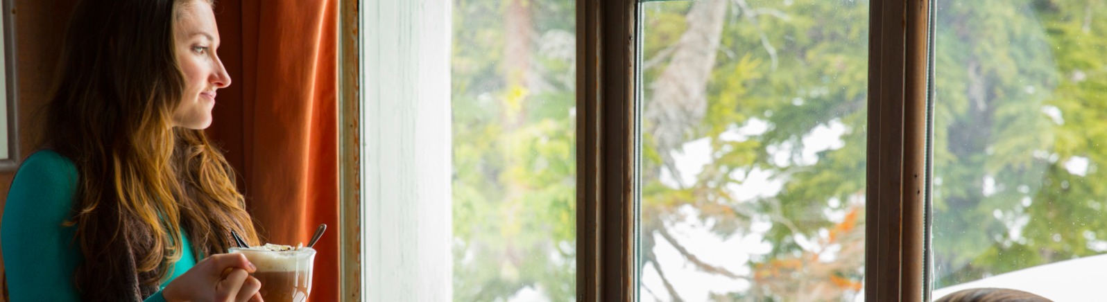 Girls Cozy Inside Timberline Lodge 
