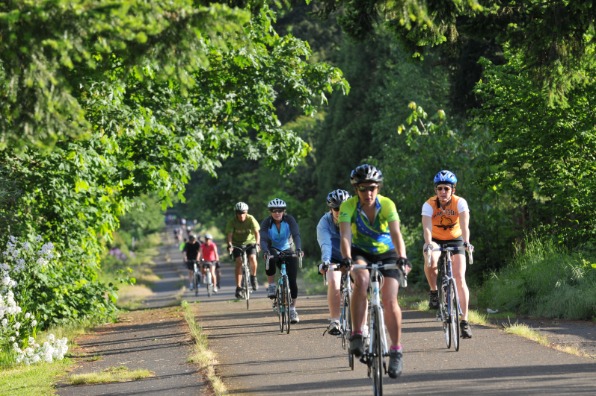 Pioneer Century Ride Bicyclists on Country Road