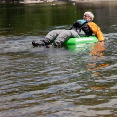 Two people floating on Clackamas River near Gladstone