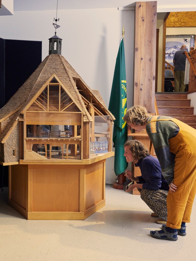 Guests look at exhibits at the Mt. Hood Cultural Center and Museum