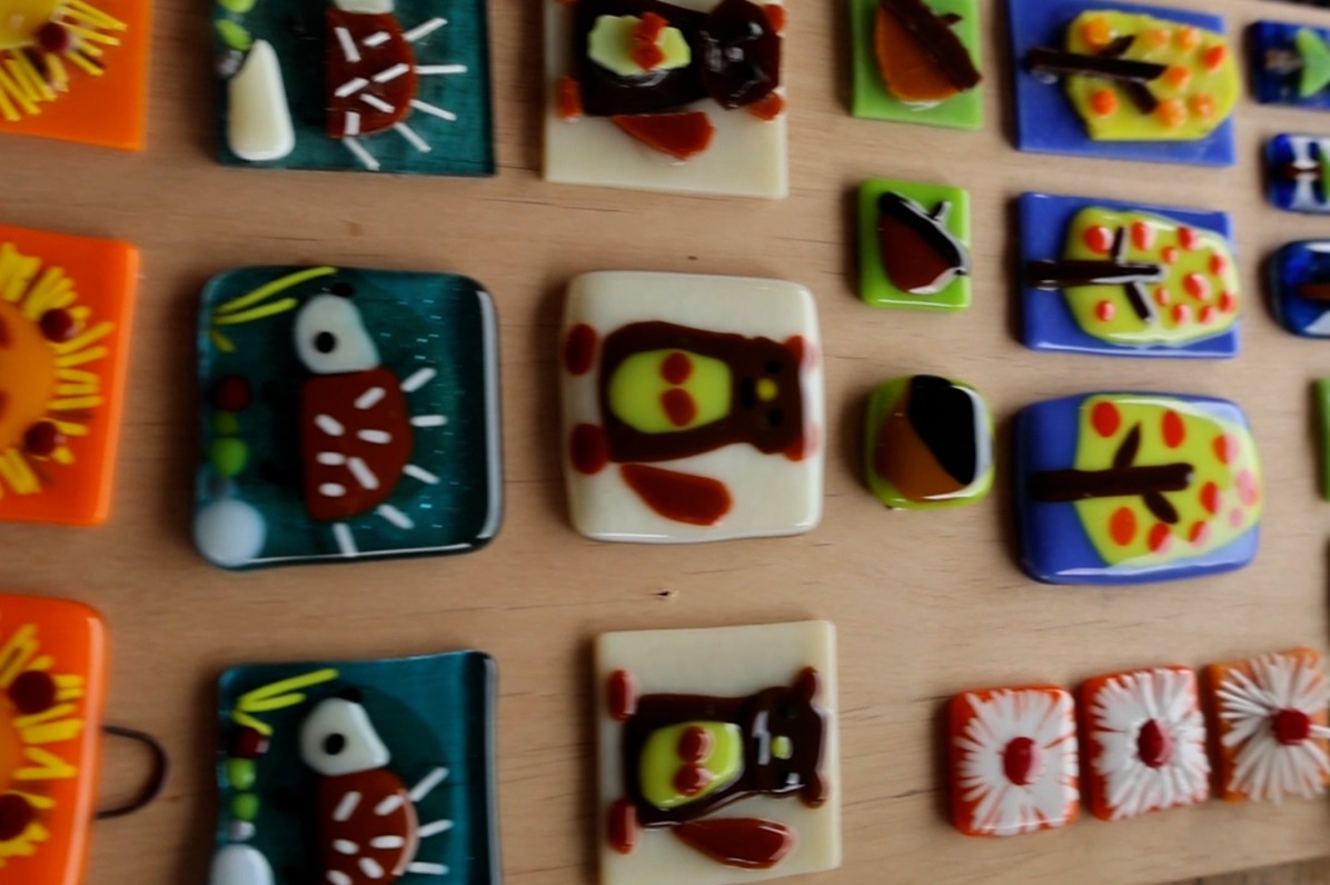 Glass tile example display from Sweet Lomy Art