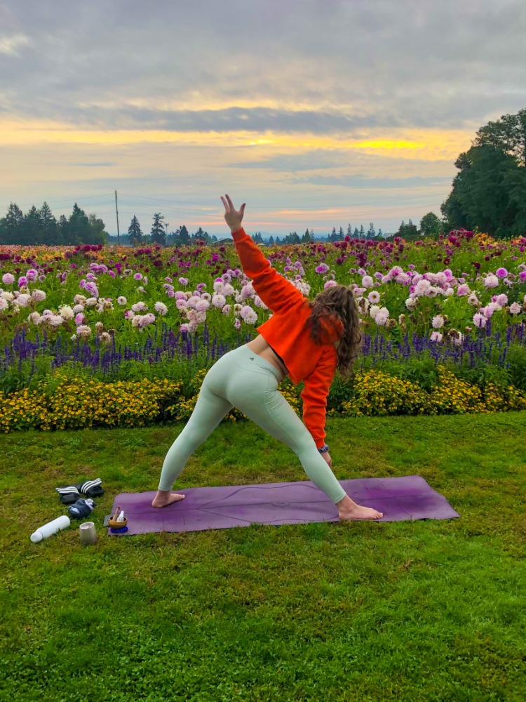 Yoga in dahlias