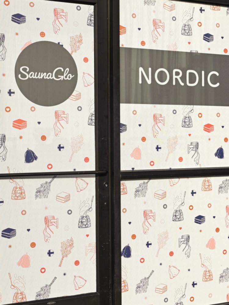 A white door to a sauna