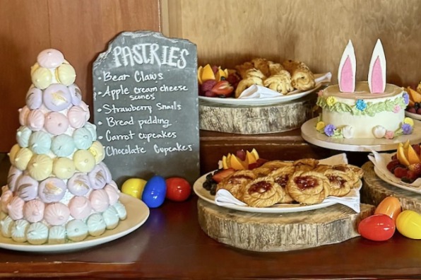 Buffet of pastries at Easter at Timberline Lodge