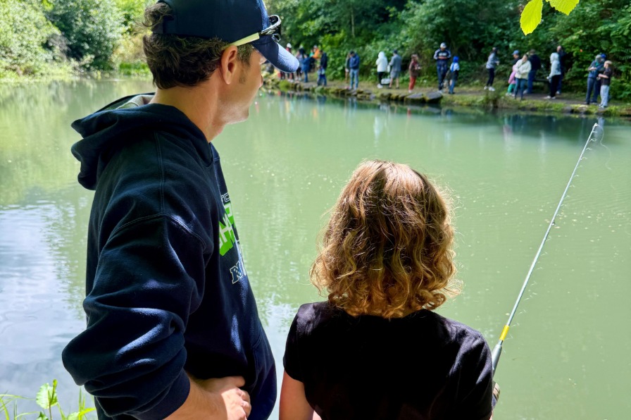 Small Fry Lake An adult and child fishing