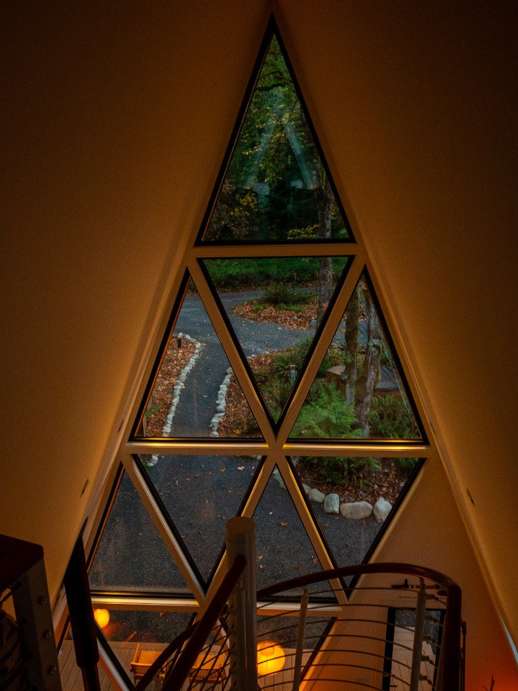 Triangle windows from an A-Frame cabin